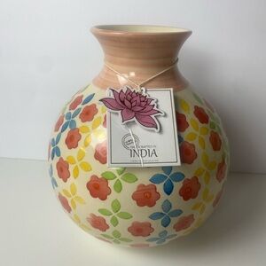 Handcrafted Floral Ceramic Vase – Made in India